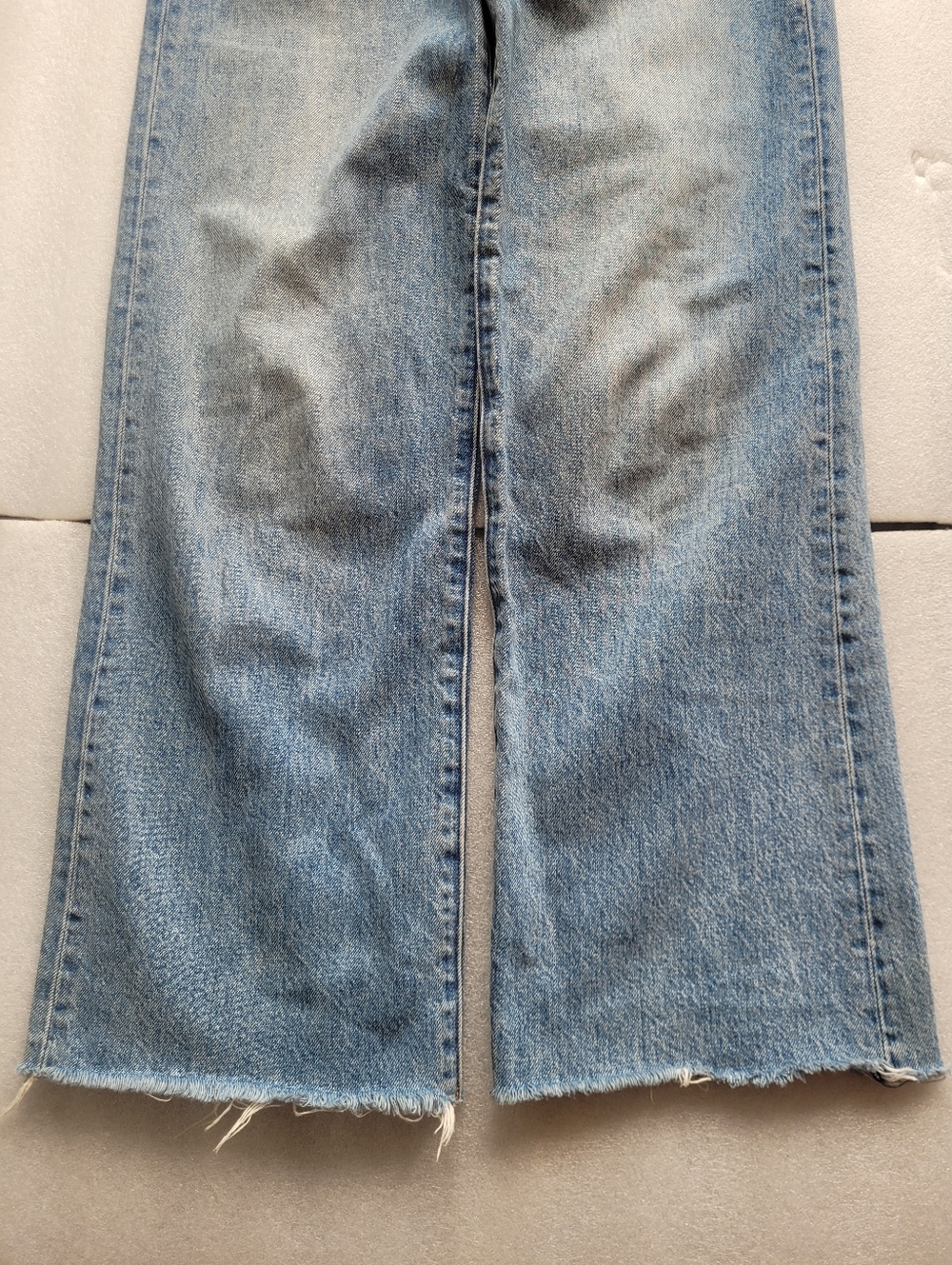 Denim Forum Farrah Wide Leg High Rise Crop Jeans Raw Hem Blue 25 - Picture 4 of 16